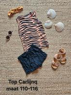 Stoere top Carlijnq, maat 110-116, koraal zwart zebra print, Kinderen en Baby's, Kinderkleding | Maat 110, Meisje, Ophalen of Verzenden