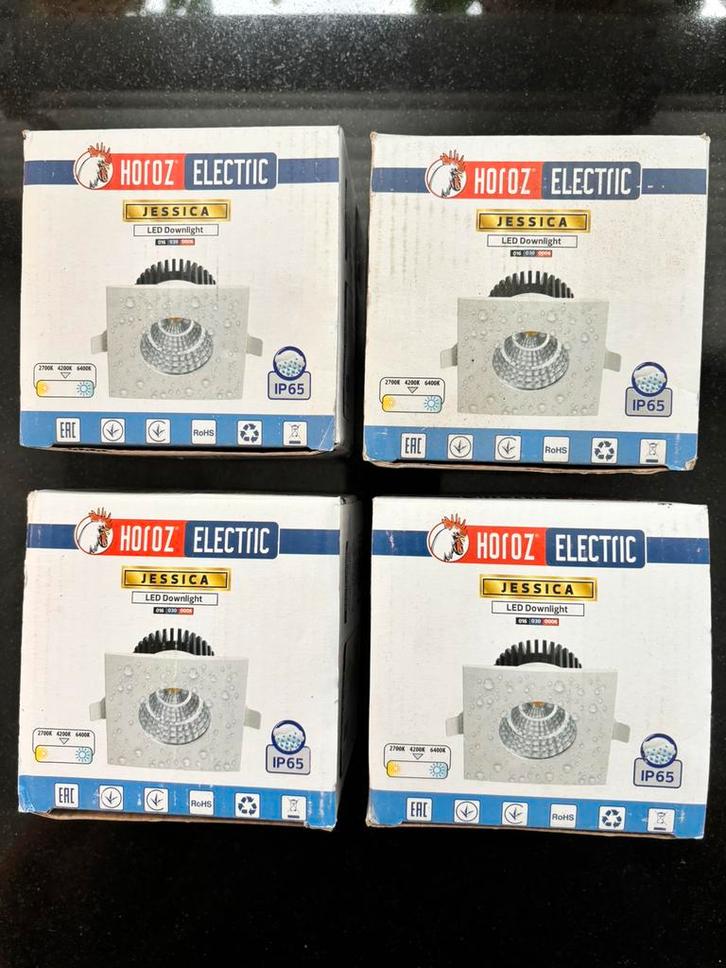 LED-downlights van Horoz Electric, model Jessica 4 stuks, Huis en Inrichting, Lampen | Spots, Zo goed als nieuw, Metaal of Aluminium
