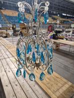 Vintage Kroonluchter met Blauwe Kristallen, Ophalen of Verzenden