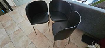 3 Zwarte Vintage IKEA Fusion Stoelen beschikbaar voor biedingen
