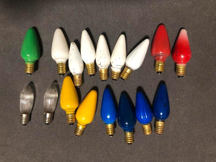 Gekleurde glazen kerstlampjes kerstsnoer, Antiek en Kunst, Antiek | Lampen, Ophalen of Verzenden