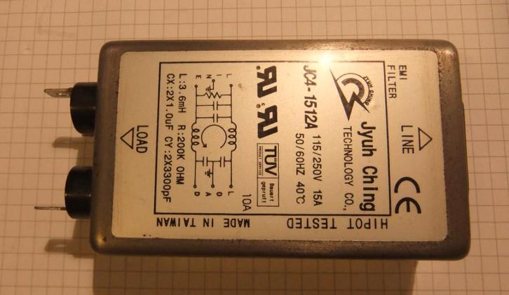 Net Filter (Jyuh Ching) 115/250 VAC - 15 A, Hobby en Vrije tijd, Elektronica-componenten, Gebruikt, Ophalen of Verzenden