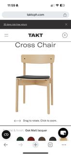 Takt T01 Cross Chairs – Set van 8 (eiken/zwart leer), Huis en Inrichting, Stoelen, Ophalen, Gebruikt, Zwart, Leer