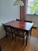 Klassieke notenhouten eethoek, Ophalen, Gebruikt, Klassiek, 4 tot 6 stoelen
