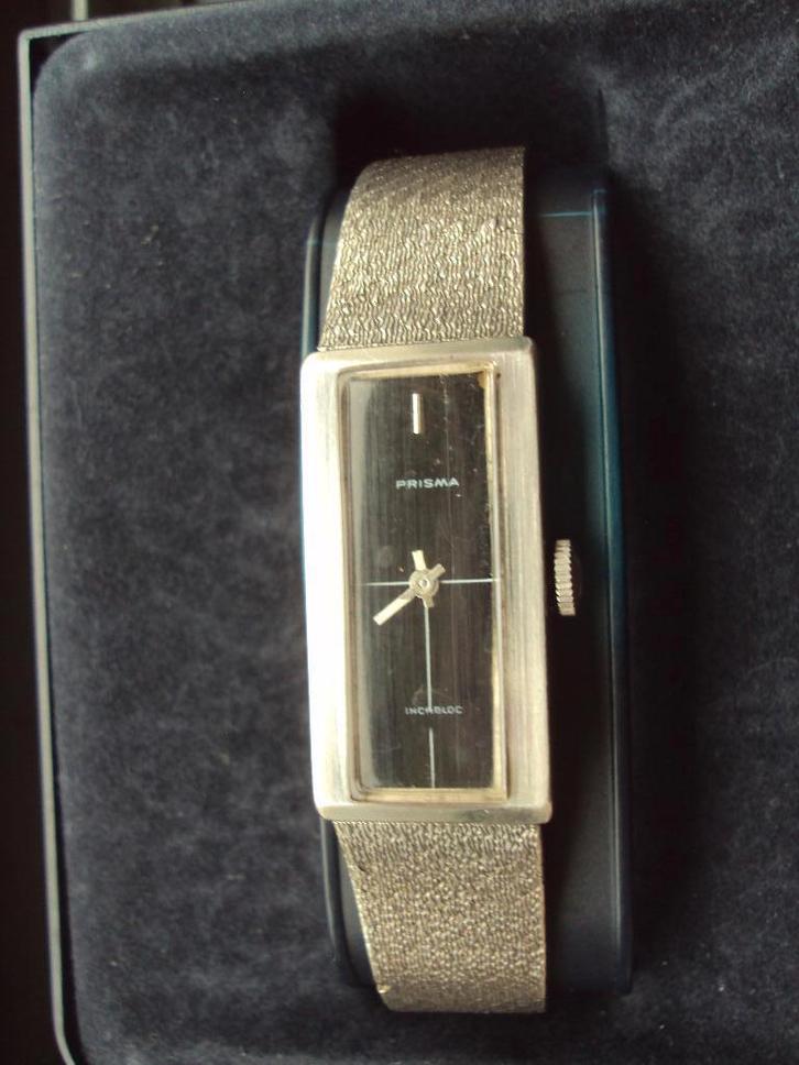 zilveren vintage horloge Prisma, Sieraden, Tassen en Uiterlijk, Horloges | Dames, Gebruikt, Polshorloge, Overige merken, Zilver