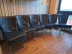 6 leren eetkamer stoelen, Huis en Inrichting, Stoelen, Ophalen, Gebruikt, Blauw, Metaal