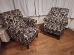 Twee fauteuils met bloemmotief, Huis en Inrichting, Ophalen, Gebruikt, 75 tot 100 cm, 50 tot 75 cm