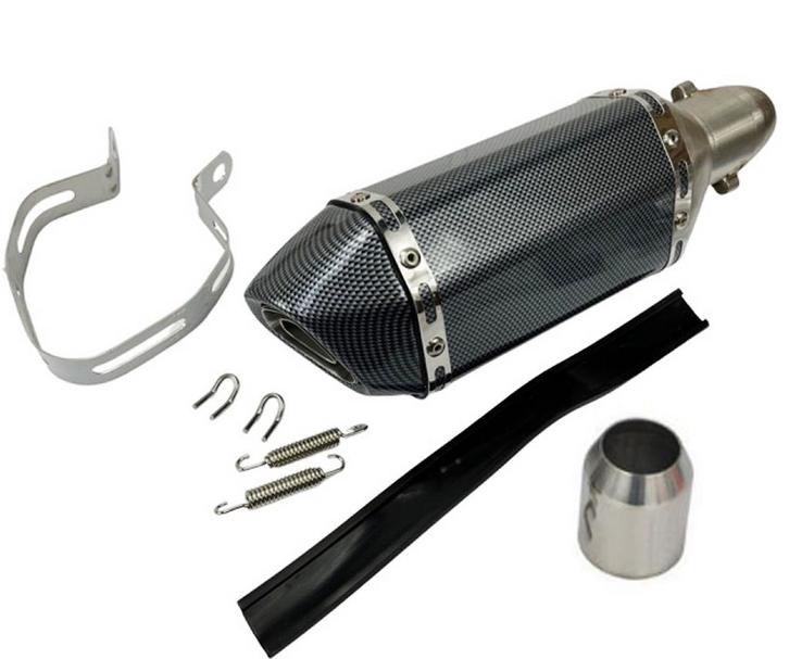 Carbon Uitlaatdemper Kort - 51mm - Universeel, Fietsen en Brommers, Brommeronderdelen | Algemeen, Nieuw, Verzenden