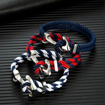 Dubbele Kabel Armband Met Anker Voor Heren  beschikbaar voor biedingen