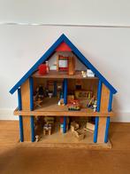 Vintage poppenhuis hout Selecta Spielzeug met inrichting, Poppenhuis, Gebruikt, Ophalen