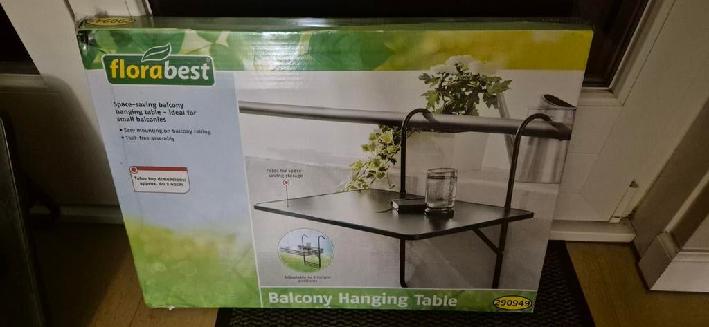 Florabest Balkon Hangtafel - Nieuw in doos, Ophalen of Verzenden, Nieuw, Rechthoekig