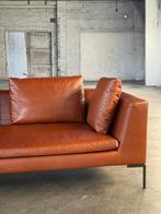 B&B Italia Charles Bank | Leer (Z.G.A.N), Bank Bankstel Sofa Zithoek Chaise Lounge Ottomane Zit Zetel, 75 tot 100 cm, Ophalen of Verzenden