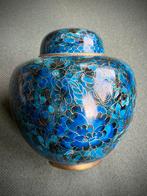Oosterse cloisonné emaille gemberpot vaas in blauw / goud, Ophalen of Verzenden