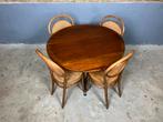 Vintage Thonet ronde tafel eik chroom Mid Century chroom, 4 tot 6 stoelen, Gebruikt, Ophalen of Verzenden, Vintage Thonet Chroom Castelli Knoll eik chroom