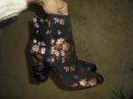 w2) zwart bloemen laarsjes Sacha maat 41 zgan, Verzenden, Zwart, Lage of Enkellaarzen, Nieuw