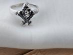 Sterling zilveren biker skull ring, Sieraden, Tassen en Uiterlijk, Ringen, Ophalen of Verzenden, Zo goed als nieuw, 17 tot 18