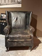 Vintage Leren Oorfauteuil, Gebruikt, 100 tot 125 cm, Plein 5, Leer