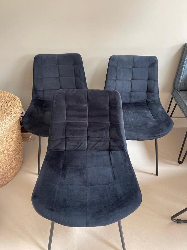 eetkamerstoe bureaustoel velvet stoelen 4x, Huis en Inrichting, Stoelen, Zo goed als nieuw, Vier, Stof, Zwart, Ophalen