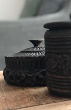 Set Oosterse India houten potten sober  houtsnijwerk, Antiek en Kunst, Ophalen of Verzenden