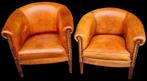 2x Chesterfield club fauteuil schapenleer + BEZORGING GRATIS, Schapenleren, Gebruikt, ., Ophalen of Verzenden