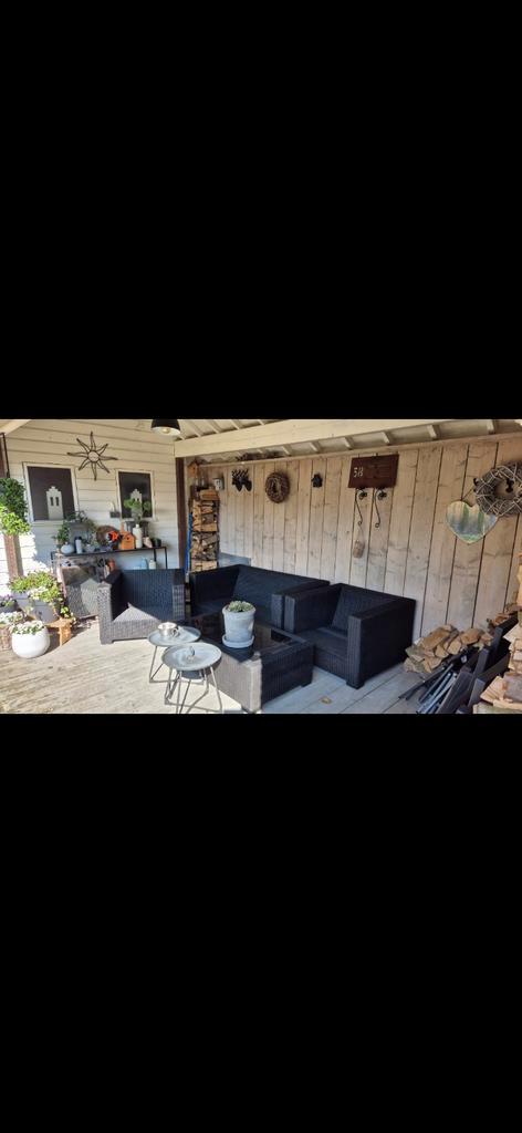 Zwart tuinsetje zonder tafel - 4 zitplaatsen, Tuin en Terras, Tuinsets en Loungesets, Gebruikt, Tuinset, Kunststof, 4 zitplaatsen