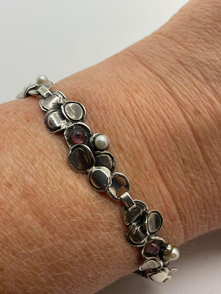 A464 Prachtige zilveren Perli armband (designer), Sieraden, Tassen en Uiterlijk, Armbanden, Zilver, Zilver, Met edelsteen, Ophalen of Verzenden