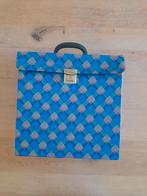 Retro LP Bewaarkoffer - Blauw Ruitpatroon, Ophalen, Gebruikt, Boxset