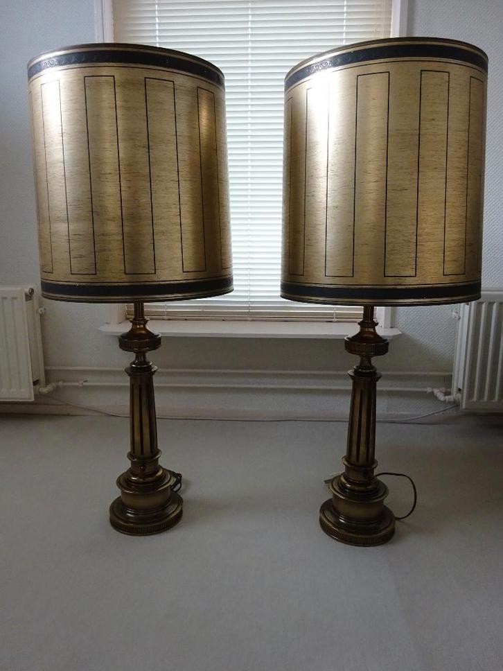 Stiffel Tafellampen 2x - Hoge tafellampen - Messing voet, Huis en Inrichting, Lampen | Tafellampen, Gebruikt, 75 cm of meer, Metaal