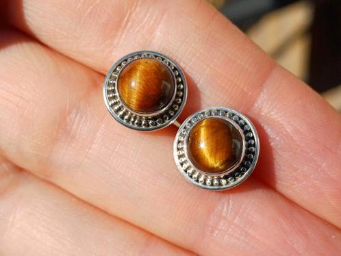 Vanoli 925 zilveren oorbellen / oorknopjes met tijgeroog, Sieraden, Tassen en Uiterlijk, Oorbellen, Nieuw, Knopjes of Stekers