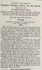 Elisabeth Theodora Maria van den Brandt Herpt, Verzamelen, Bidprentjes en Rouwkaarten, Ophalen of Verzenden