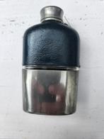 Antieke drinkfles England 1900 tin en leer, Ophalen of Verzenden