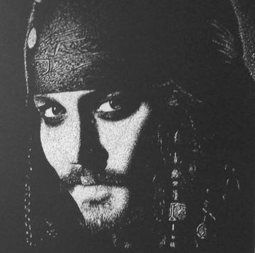 Pirates of the Caribbean Jack Sparrow gegraveerde afbeelding beschikbaar voor biedingen