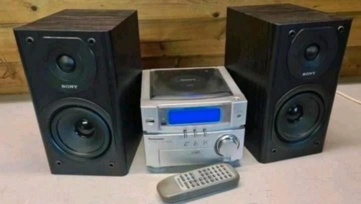 Panasonic stereo set sa-pm03 + sony speakers + afstandsbed., Audio, Tv en Foto, Karaoke-apparatuur, Ophalen of Verzenden