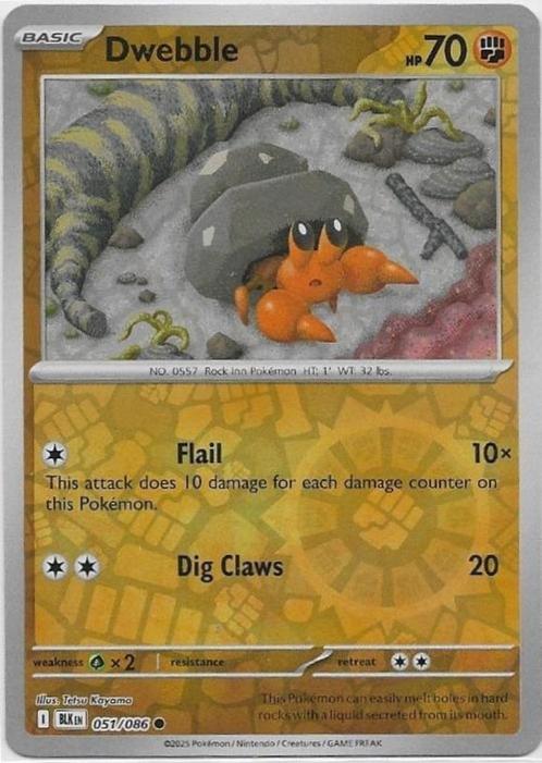 Black Bolt,  Dwebble [reverse] 51/86, Hobby en Vrije tijd, Verzamelkaartspellen | Pokémon, Nieuw, Losse kaart, Verzenden