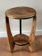 Vintage plantentafel / bijzettafel massief eiken, 45 tot 60 cm, Minder dan 55 cm, Rond, Ophalen of Verzenden