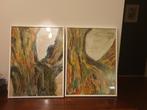 2x abstracte schilderijtjes, Antiek en Kunst, Ophalen