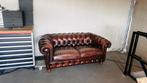 Twee­zits Chesterfield bank – cognacbruin leer, Ophalen, Gebruikt, Klassiek, 150 tot 200 cm