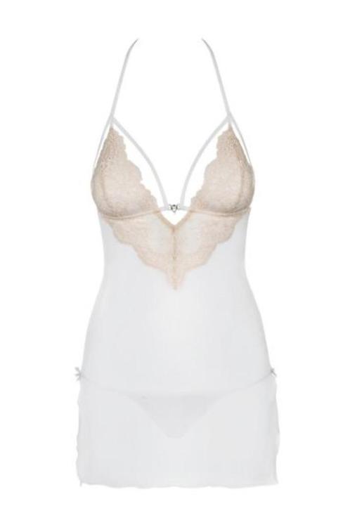 Obsessive ``BISQUITTA`` chemise wit maat S/M (782), Kleding | Dames, Ondergoed en Lingerie, Setje, Wit, Ophalen of Verzenden