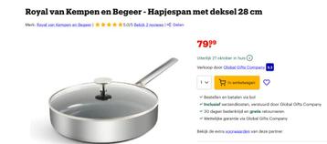Royal van Kempen en Begeer - Hapjespan met deksel 28 cm beschikbaar voor biedingen