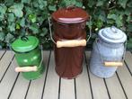 Te koop: 3 prachtige vintage emaille melkkannen, Ophalen of Verzenden