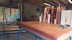 Vintage Turntafel met Lederen Dek, Ophalen of Verzenden, Gebruikt, Bruin, Materiaal