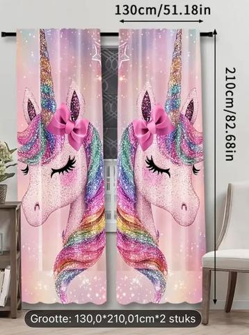 Eenhoorn Gordijnen Set - 130x210cm beschikbaar voor biedingen
