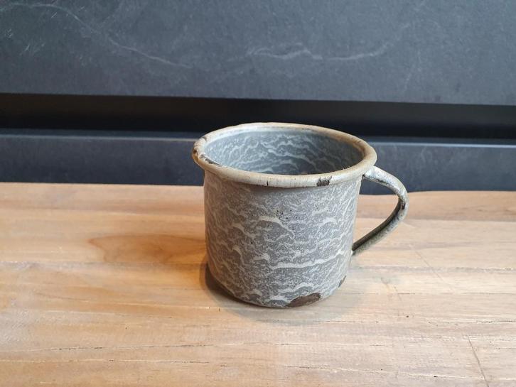 Emaille kopje grijs gewolkt, Antiek en Kunst, Antiek | Emaille, Ophalen of Verzenden