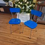 Twee formica stoeltjes hard blauw, chroom 60's design Jafae, Ophalen, Huis en Inrichting