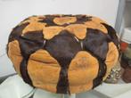 Leren poef vacht koeienhuid retro design 60 x 25 cm jaren 70, Gebruikt, 125 cm of meer, Rond, ?