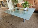 Glazen salontafel met metalen onderstel, Antiek en Kunst, Ophalen