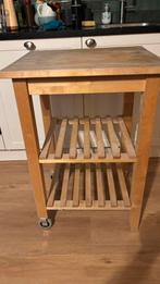 Ikea keuken bijzettafel   roltafel, Minder dan 55 cm, Gebruikt, Vierkant, Hout