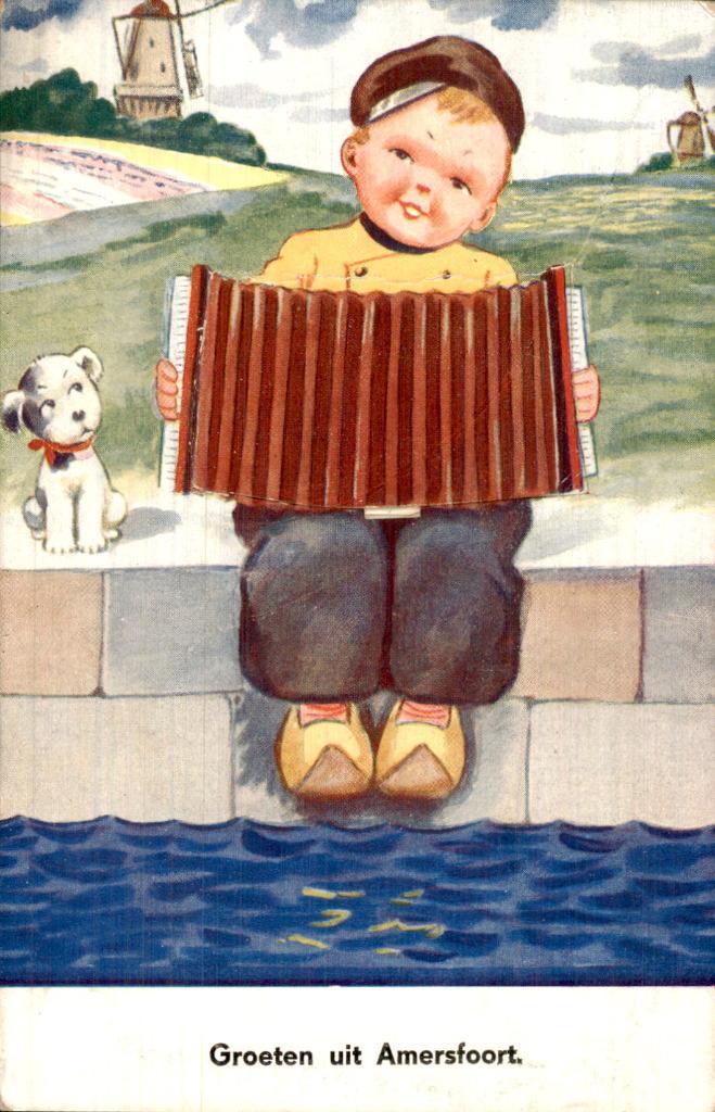 Amersfoort - Jongentje met Accordeon, Verzamelen, Ansichtkaarten | Nederland, Ongelopen, Utrecht, Voor 1920, Ophalen of Verzenden