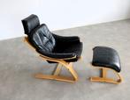 vintage fauteuil met hocker | easy chair | jaren 70 | Zweeds, Gebruikt, ., Ophalen of Verzenden, .
