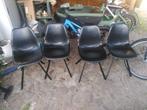 4 zwarte leren "Dutch Bone" stoelen, Huis en Inrichting, Stoelen, Ophalen, Gebruikt, Zwart, Leer